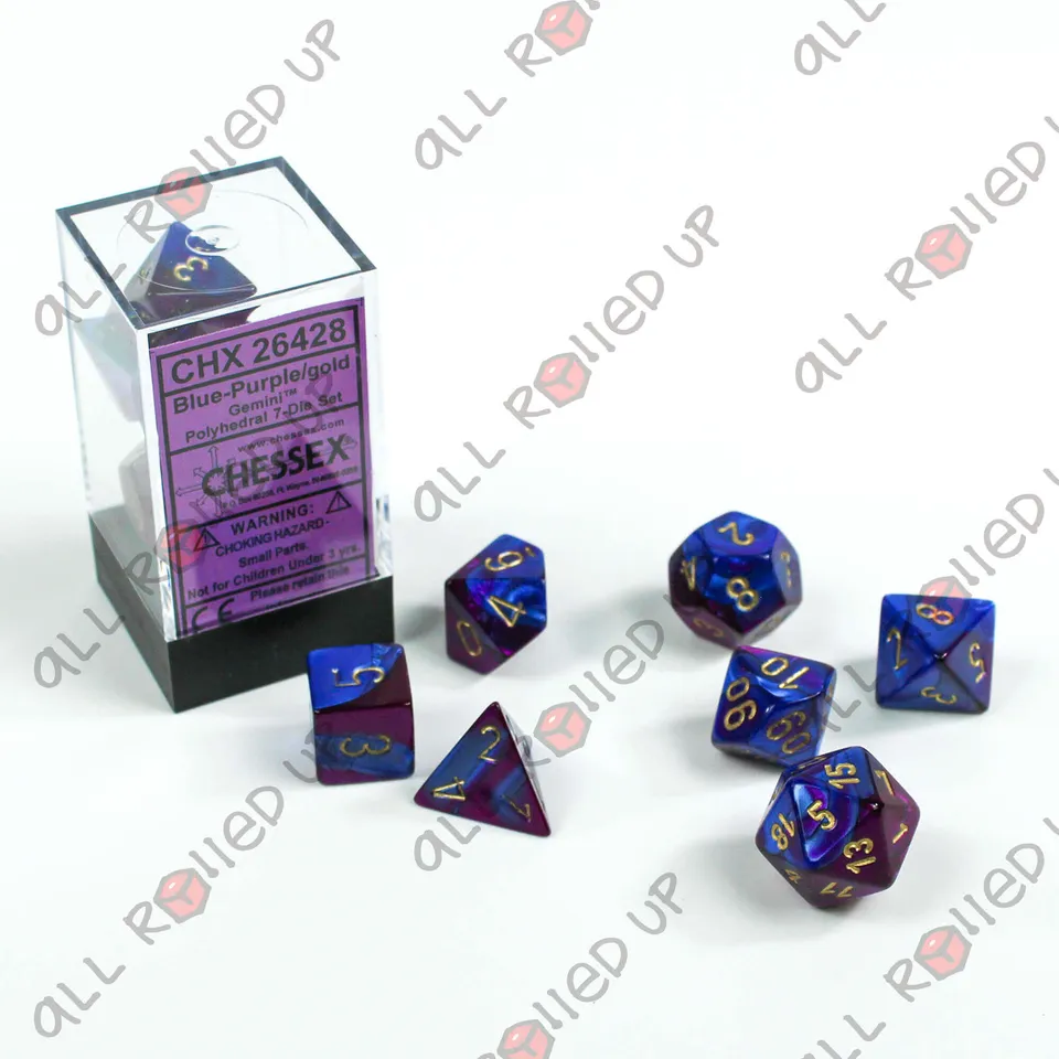 Chessex Gemini Blue-Purple Gold kostky sada 7 ks CHX26428