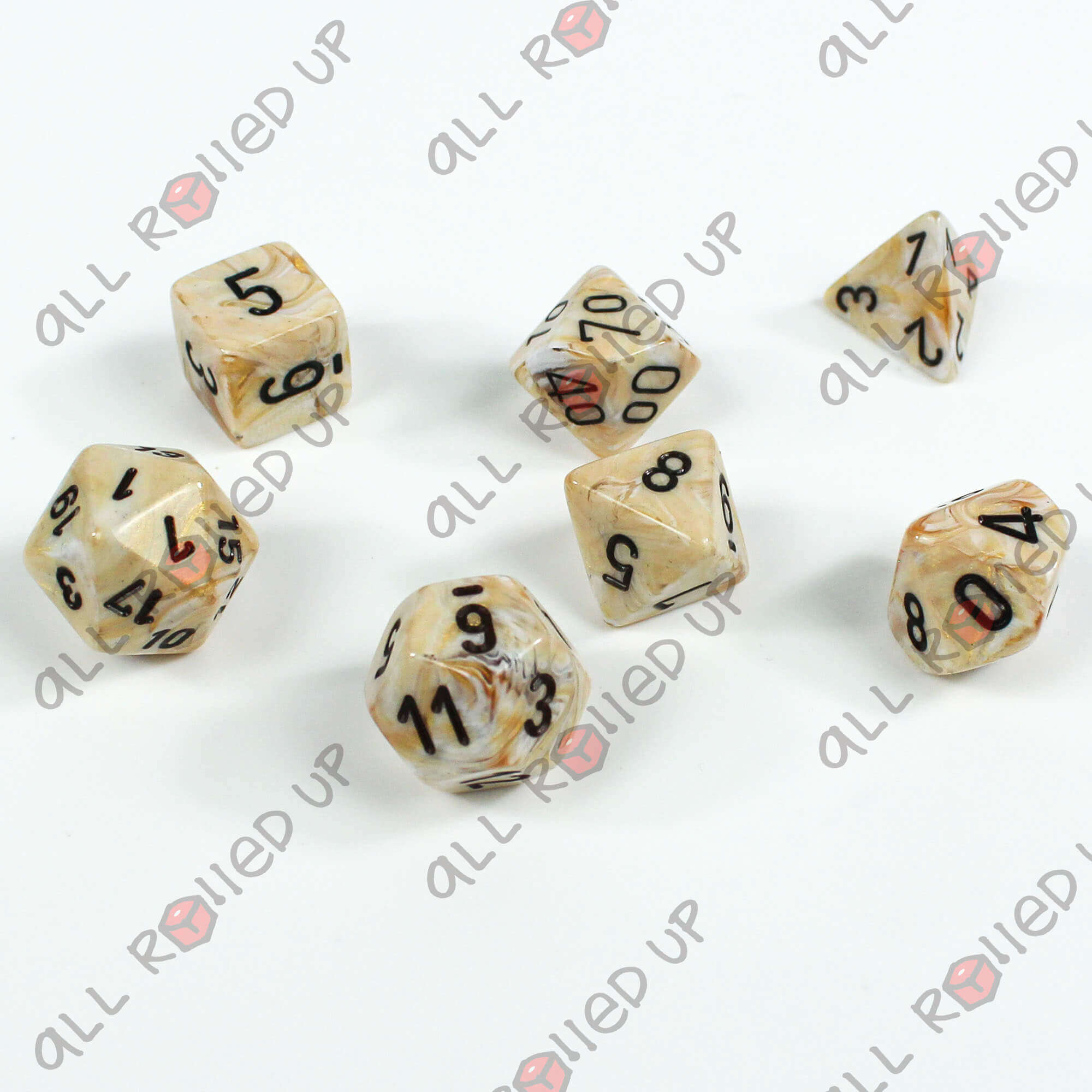 Chessex Marble Polyhedral sada kostek 7 ks Ivory Black