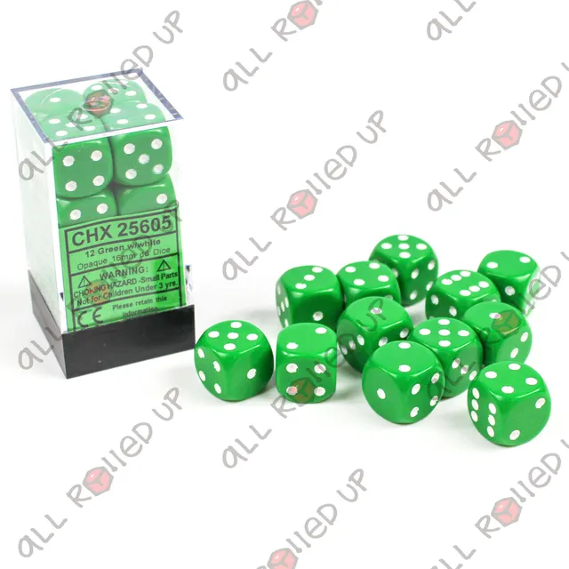 Chessex Opaque CHX25605 sada kostek D6 green white 12ks
