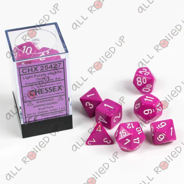 Chessex Opaque Light Purple White sada kostek 7 ks