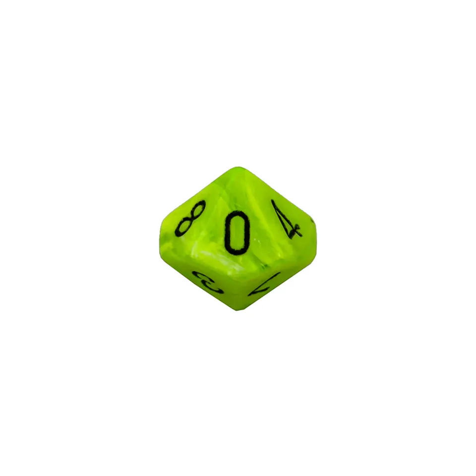 Chessex Vortex Bright Green Black D10 mini kostka 1 ks svíticí