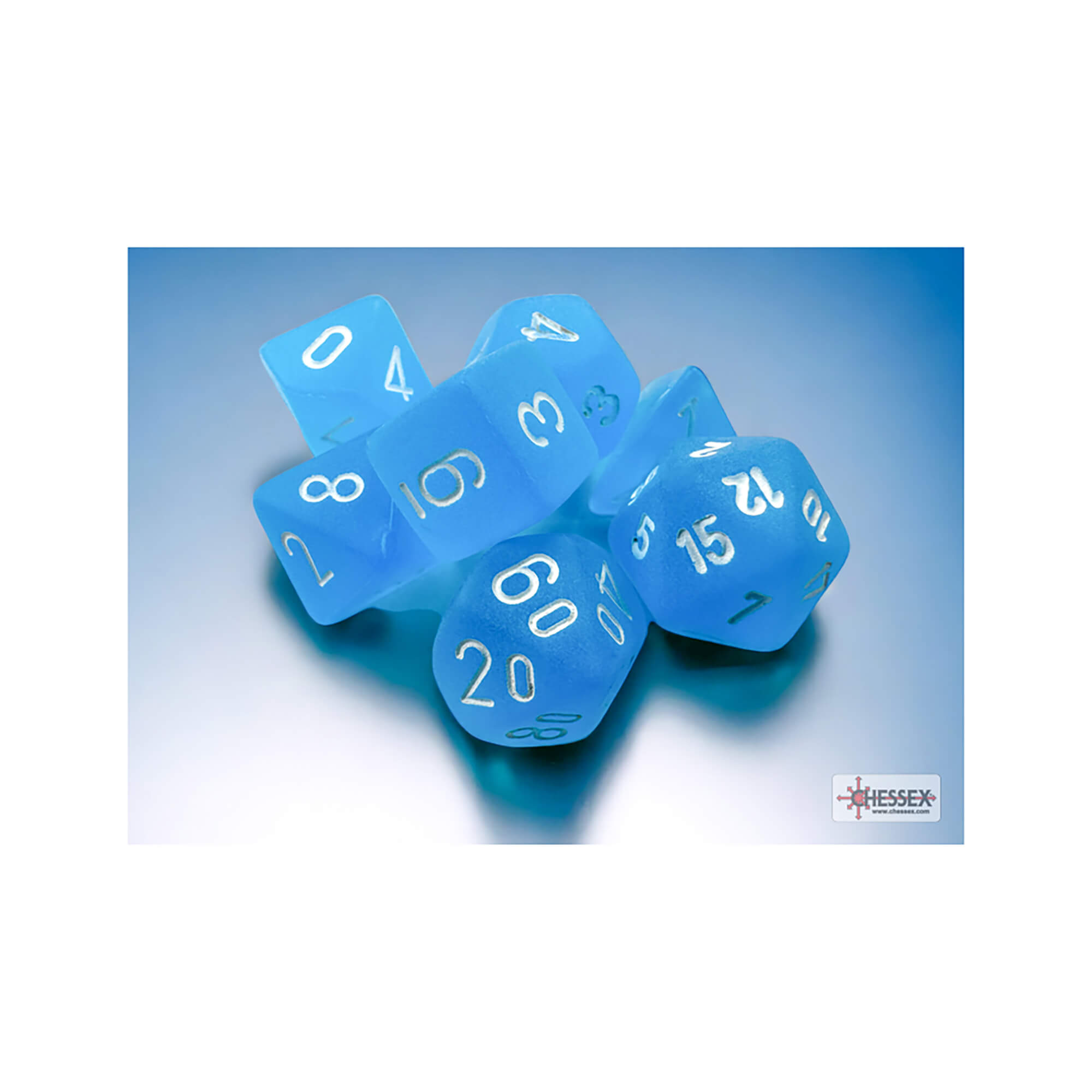 Chessex Frosted Caribbean Blue sada kostek 7 mini