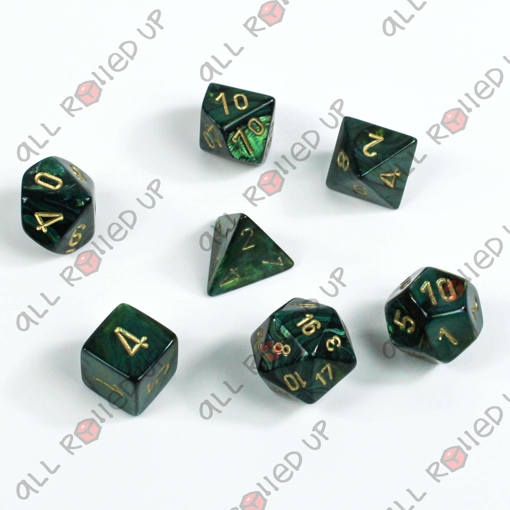 Chessex Scarab CHX27415 polyedrické kostky Jade Gold 7ks