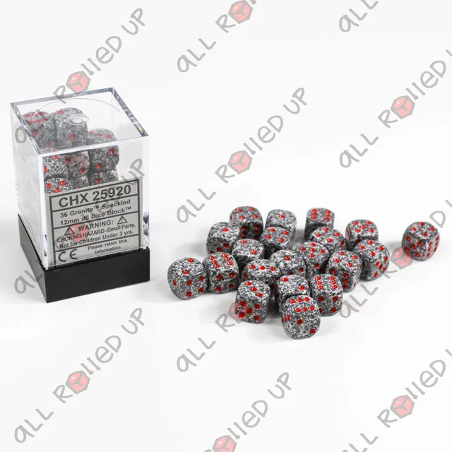 Chessex Speckled Granite sada kostek D6 36× 12 mm kropenatá