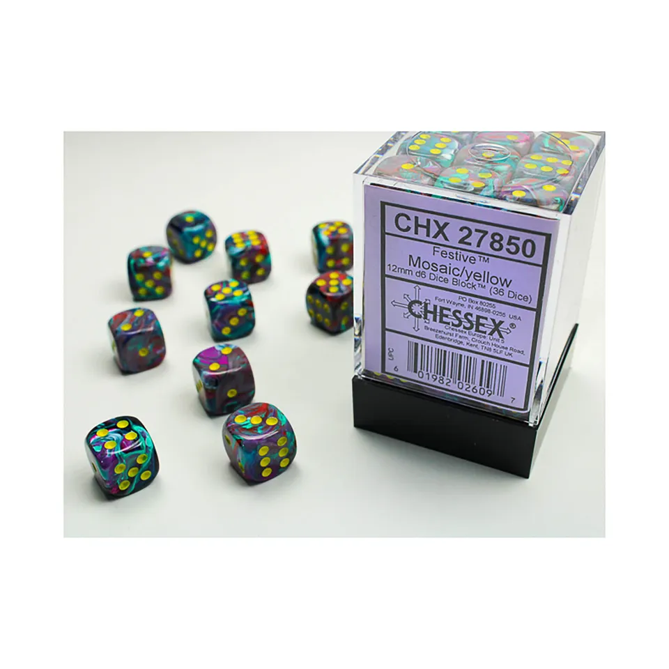 All Rolled Up Festive Mosaic yellow D6 kostky 36 ks 12mm