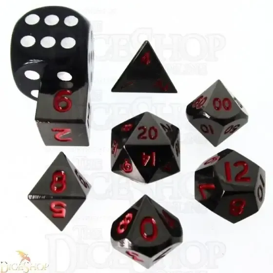 All Rolled Up Mini Metal Polyhedral kostky Black Nickel Red