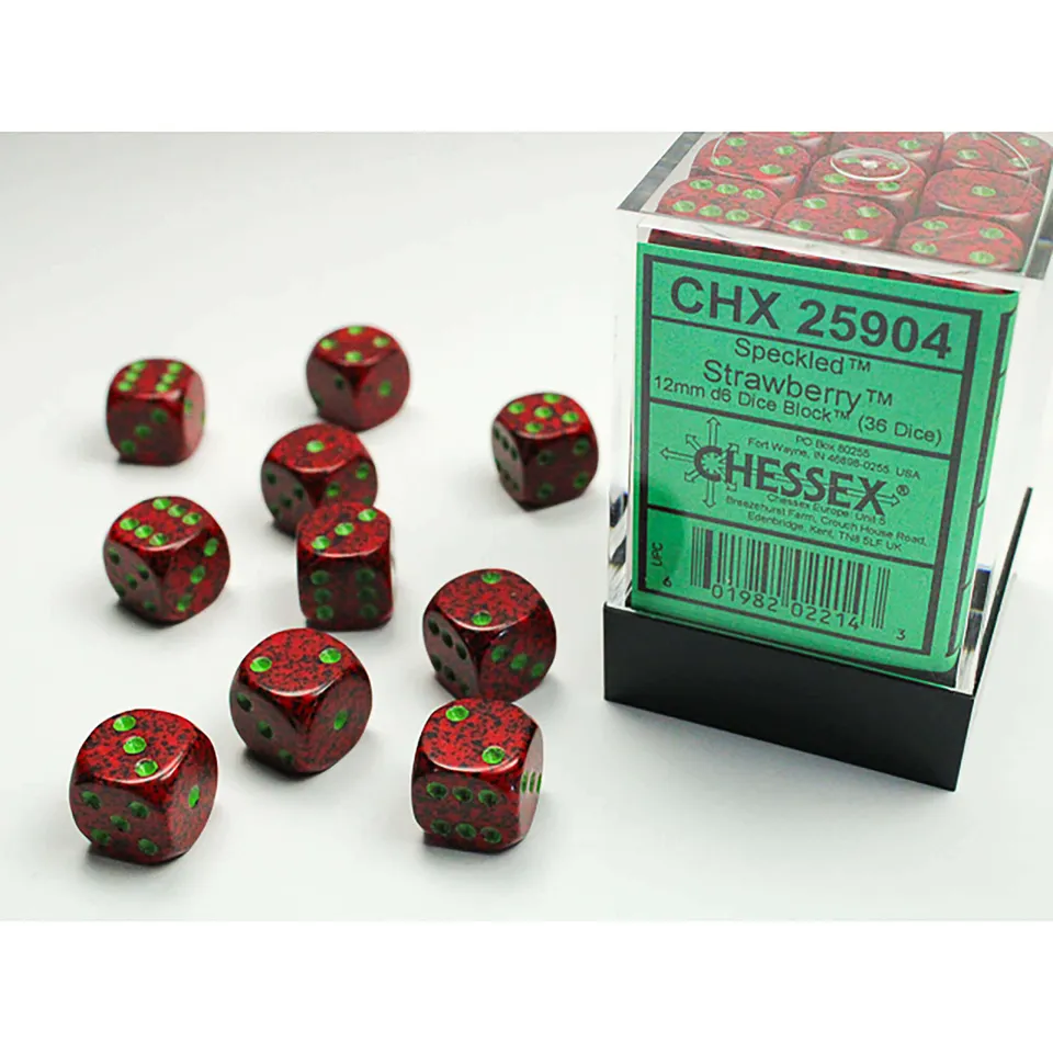 Chessex Speckled D6 Sets sada kostek 36 x 12 mm Strawberry