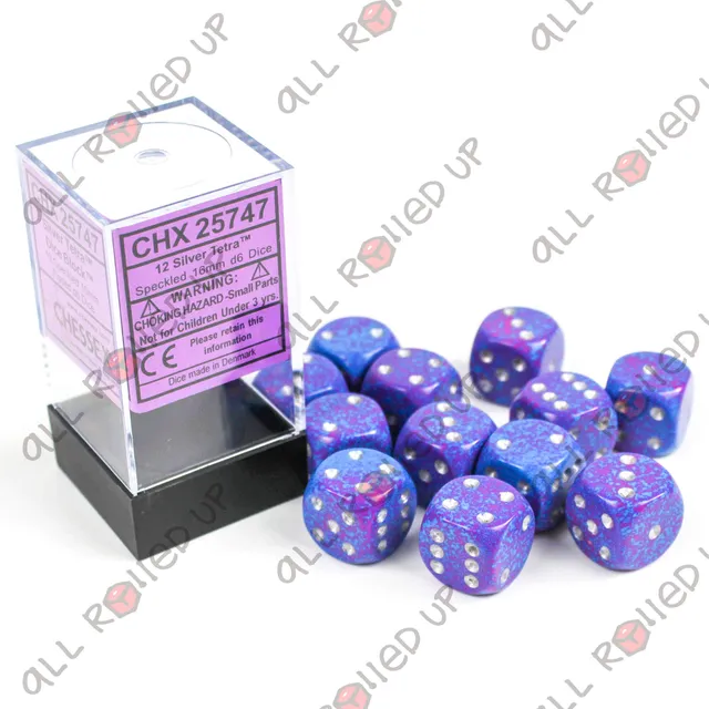 Chessex Speckled Silver Tetra sada kostek D6 12ks 16mm