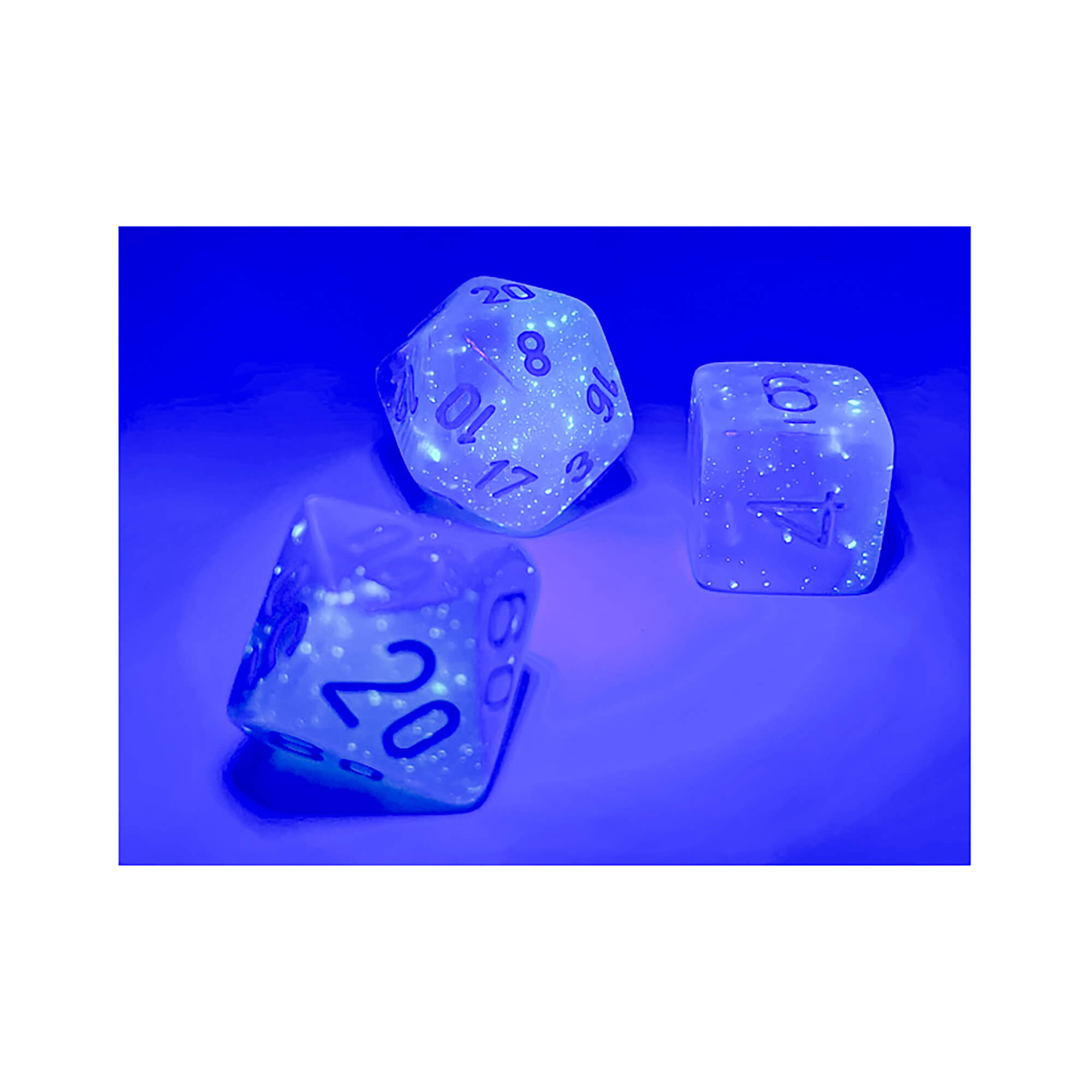 Chessex Gemini Pearl Turquoise White Blue sada kostek 7ks