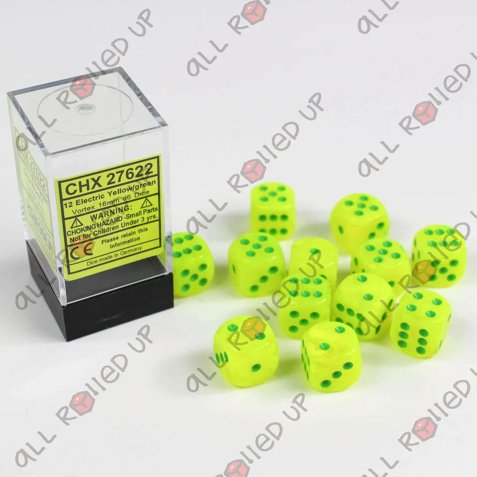 Chessex Vortex Electric Yellow sada kostek D6 12 ks