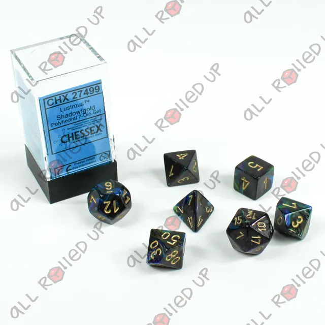 Chessex Lustrous Shadow Gold sada kostek 7 ks lesklá