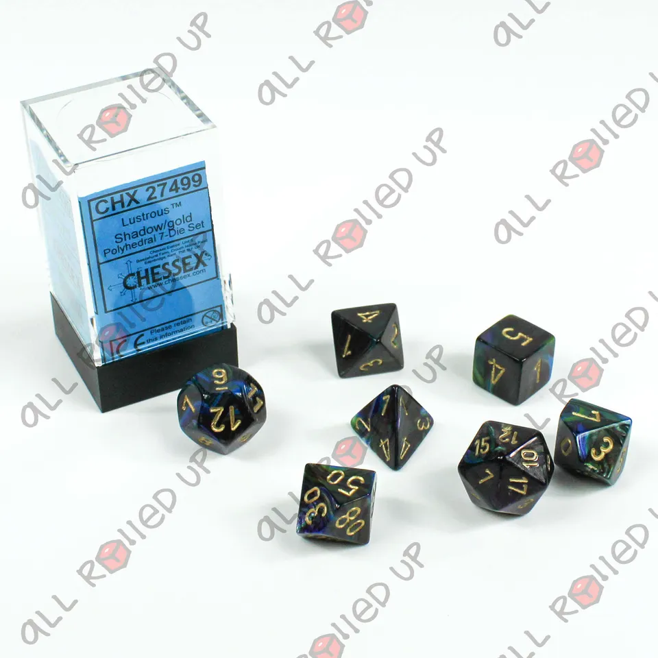 Chessex Lustrous Shadow Gold sada kostek 7 ks lesklá