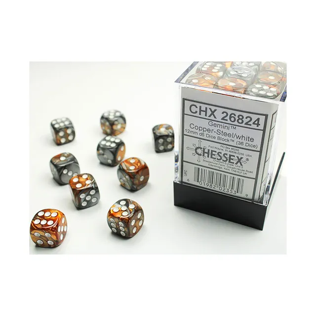 Chessex Gemini Copper-Steel sada kostek d6 36 ks 12 mm