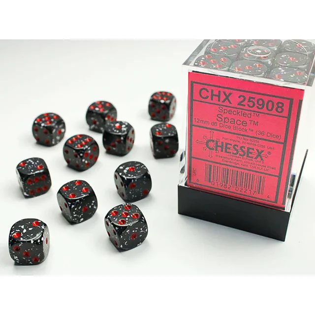 Chessex Speckled Space sada kostek D6 36 ks 12 mm tečkované