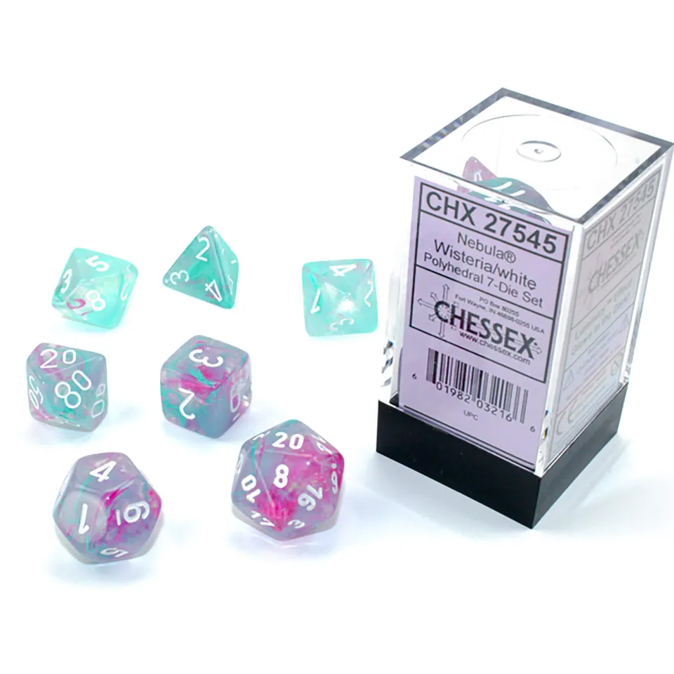 Chessex Nebula Wisteria White sada kostek 7 ks Luminary