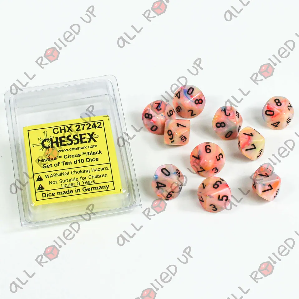 Chessex Festive Circus Black D10 sada kostek 10 ks