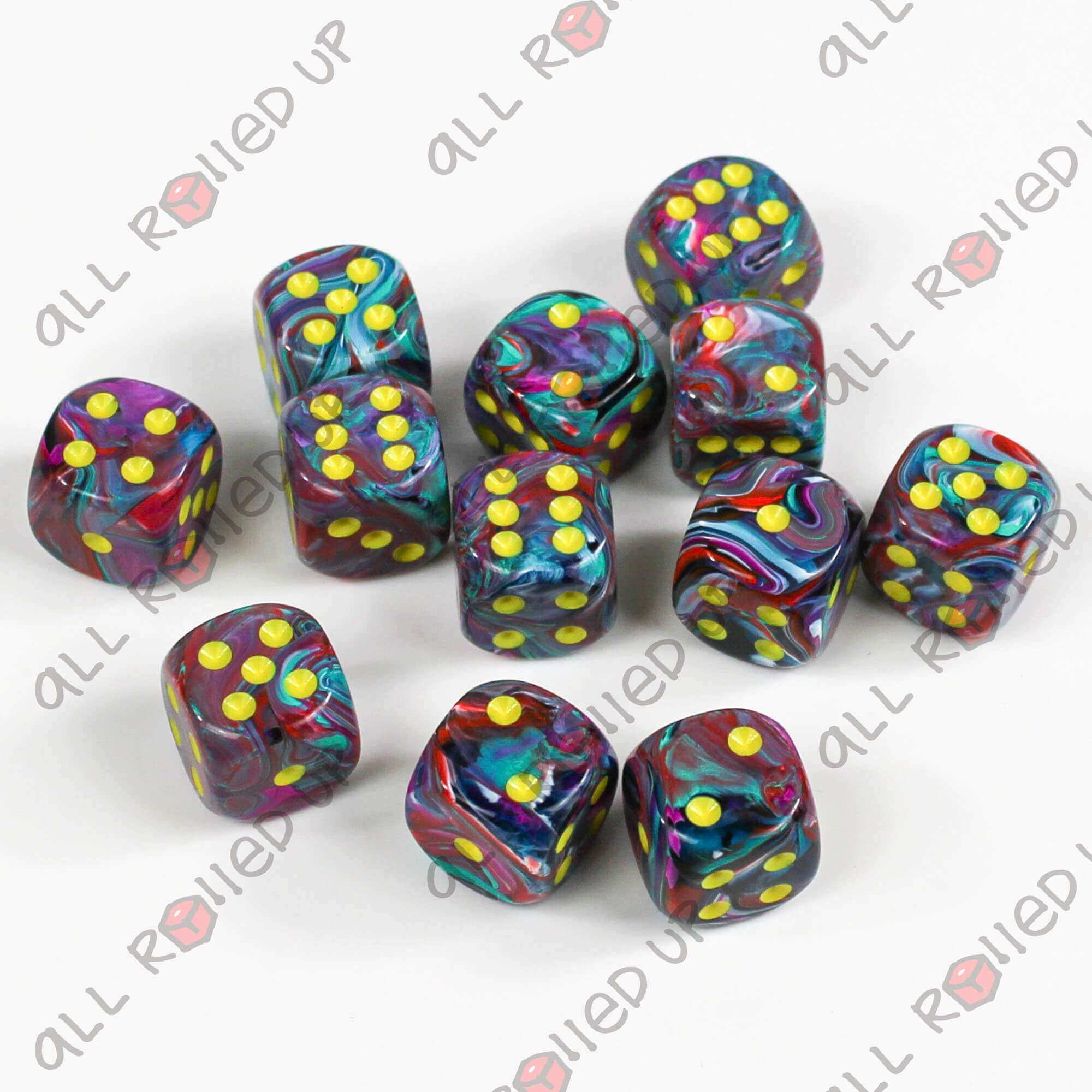 Chessex Festive Mosaic Yellow kostky D6 12 ks 16mm