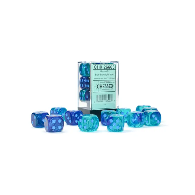 Chessex Gemini sada kostek 12 ks modrá 16 mm