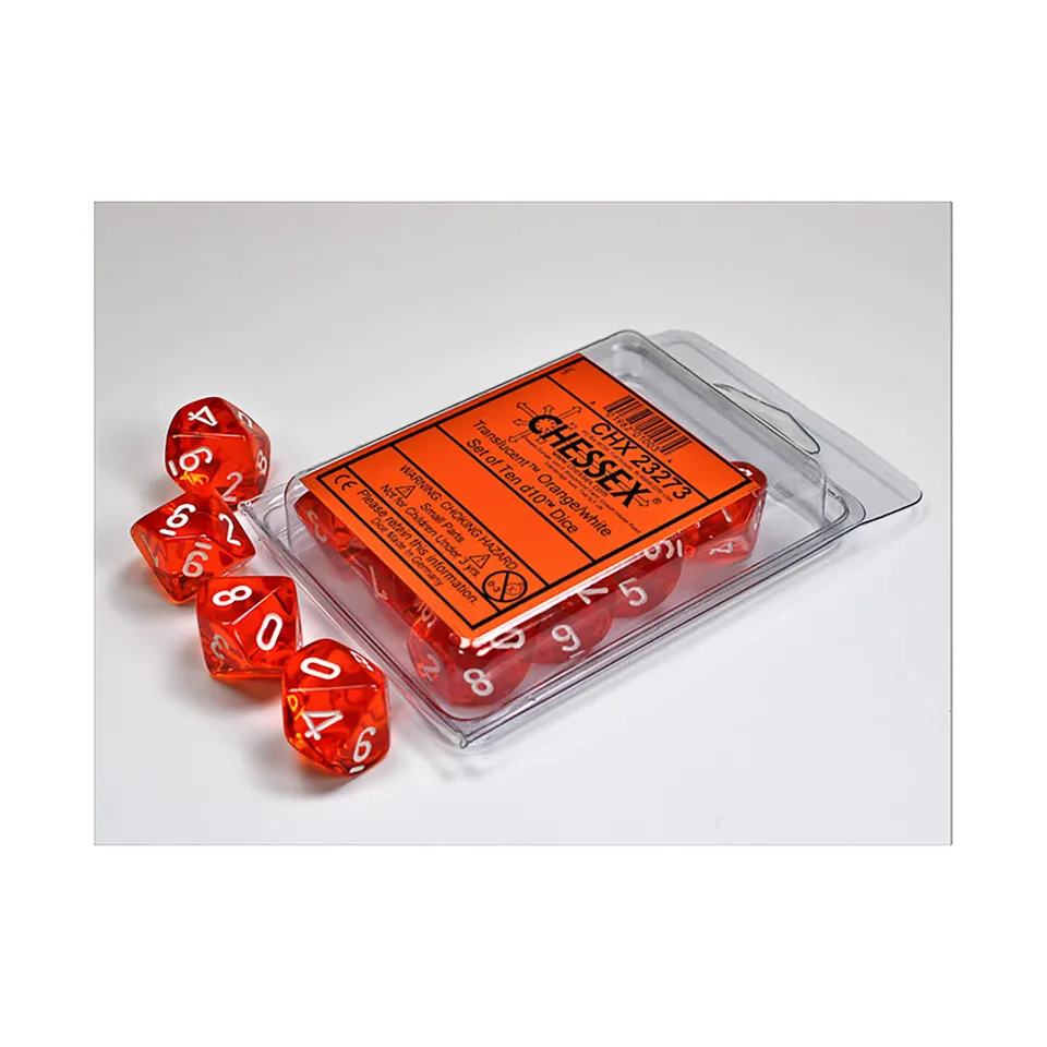 Chessex Translucent D10 sada 10 kostek oranžová