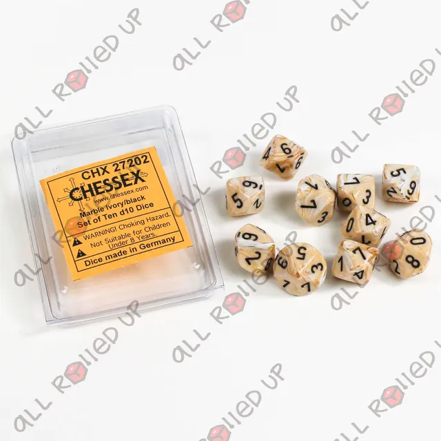Chessex Marble CHX27202 sada kostek D10 slonová 10 ks mramor