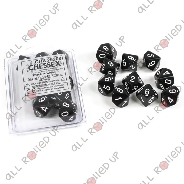 All Rolled Up Opaque D10 10 Dice Set sada kostek černá 10 ks