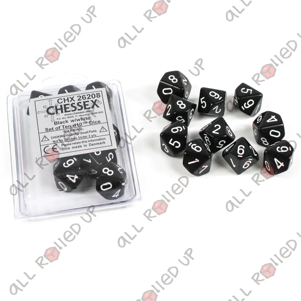 All Rolled Up Opaque D10 10 Dice Set sada kostek černá 10 ks