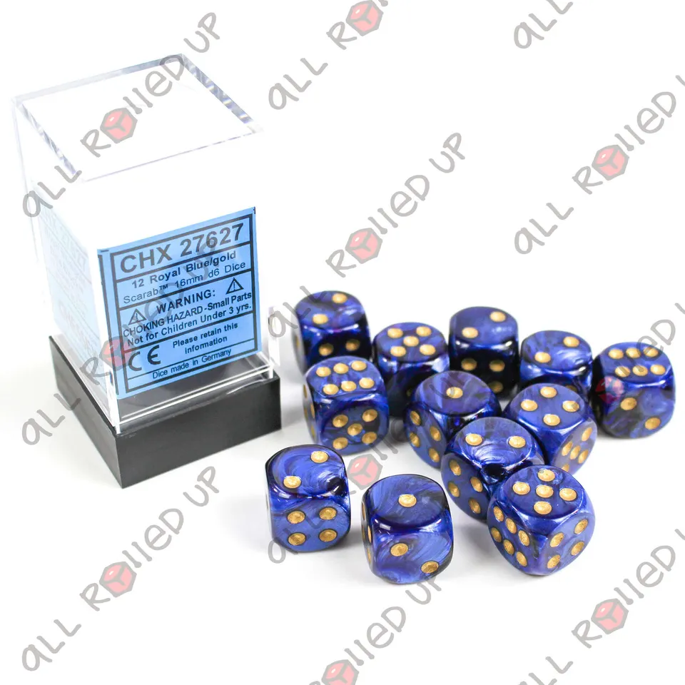 Chessex Scarab D6 kostky royal blue 12 ks 16mm