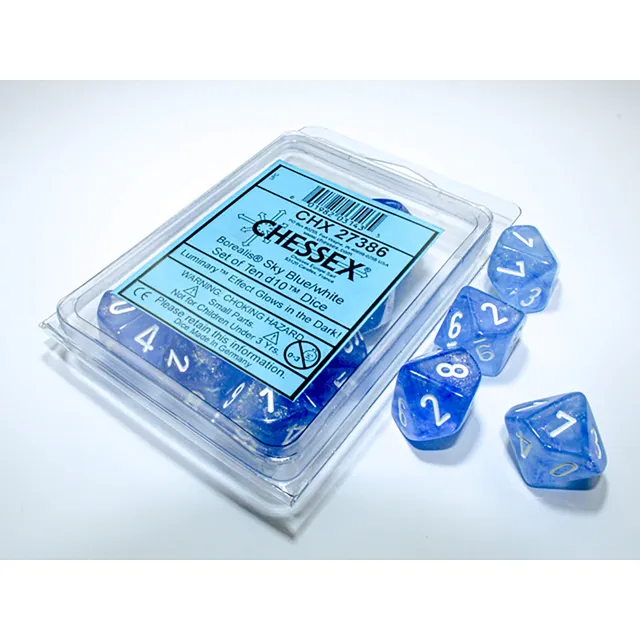 Chessex Borealis Sky Blue sada kostek D10 10 ks Luminary