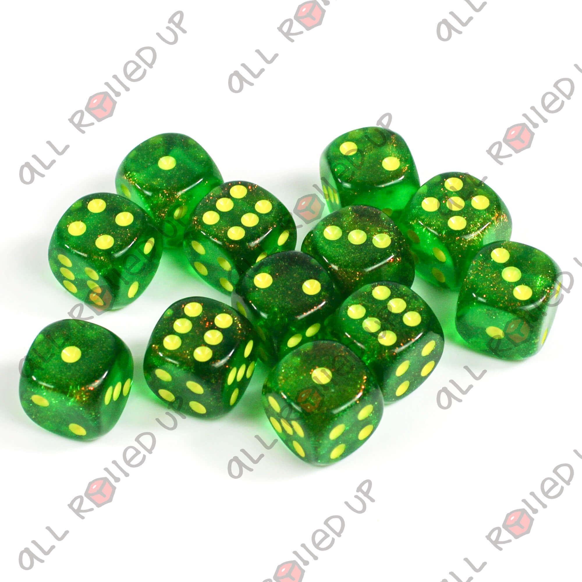 Chessex Borealis Maple Green sada kostek D6 16mm 12 ks