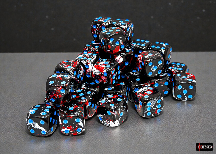 Chessex Brush Dark Side Blue D6 sada 36 ks 12mm