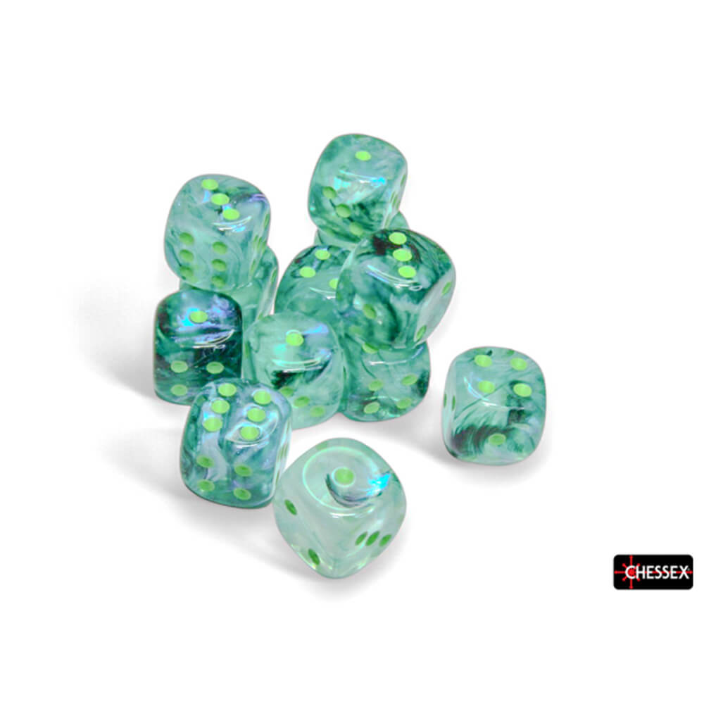 Chessex Borealis CHX27795 sada kostek 12x D6 Kelp Luminary