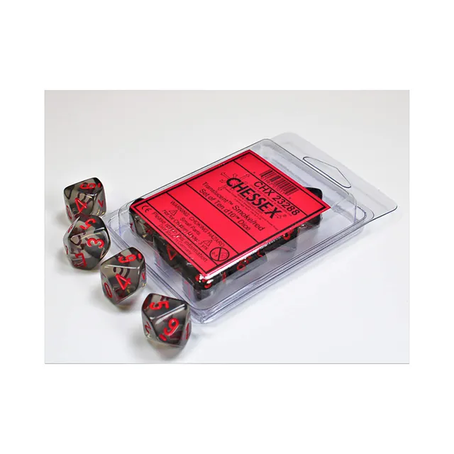 Chessex Translucent sada kostek d10 smoke red 10 ks