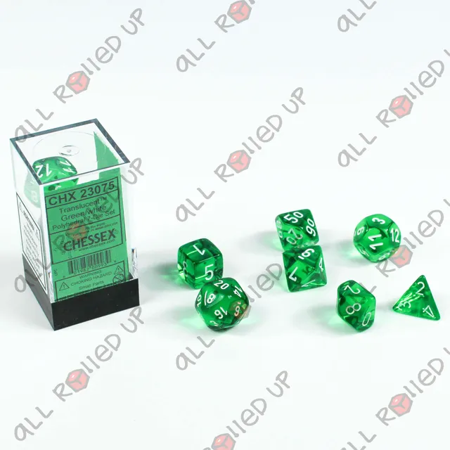 Chessex Translucent sada kostek 7 ks zelenobílá D4–D20