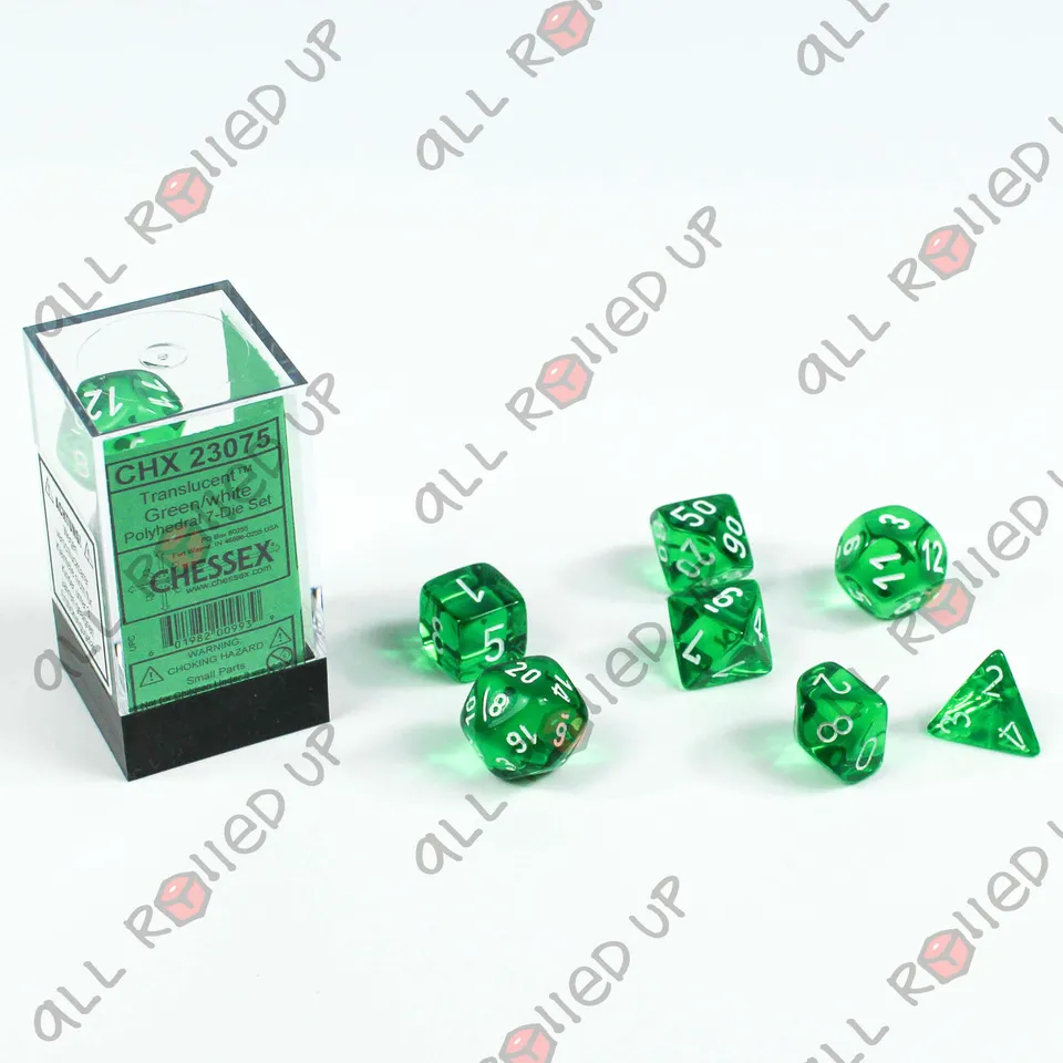 Chessex Translucent sada kostek 7 ks zelenobílá D4–D20
