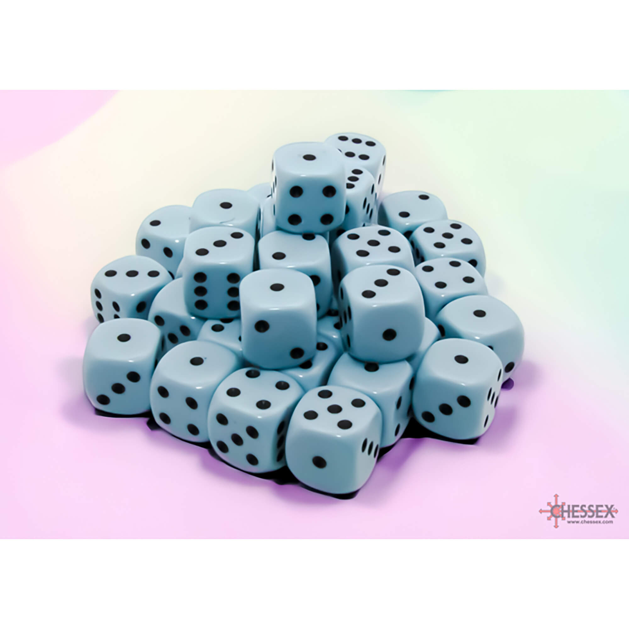 Chessex Opaque D6 kostky 12 mm pastel modrá 36 ks