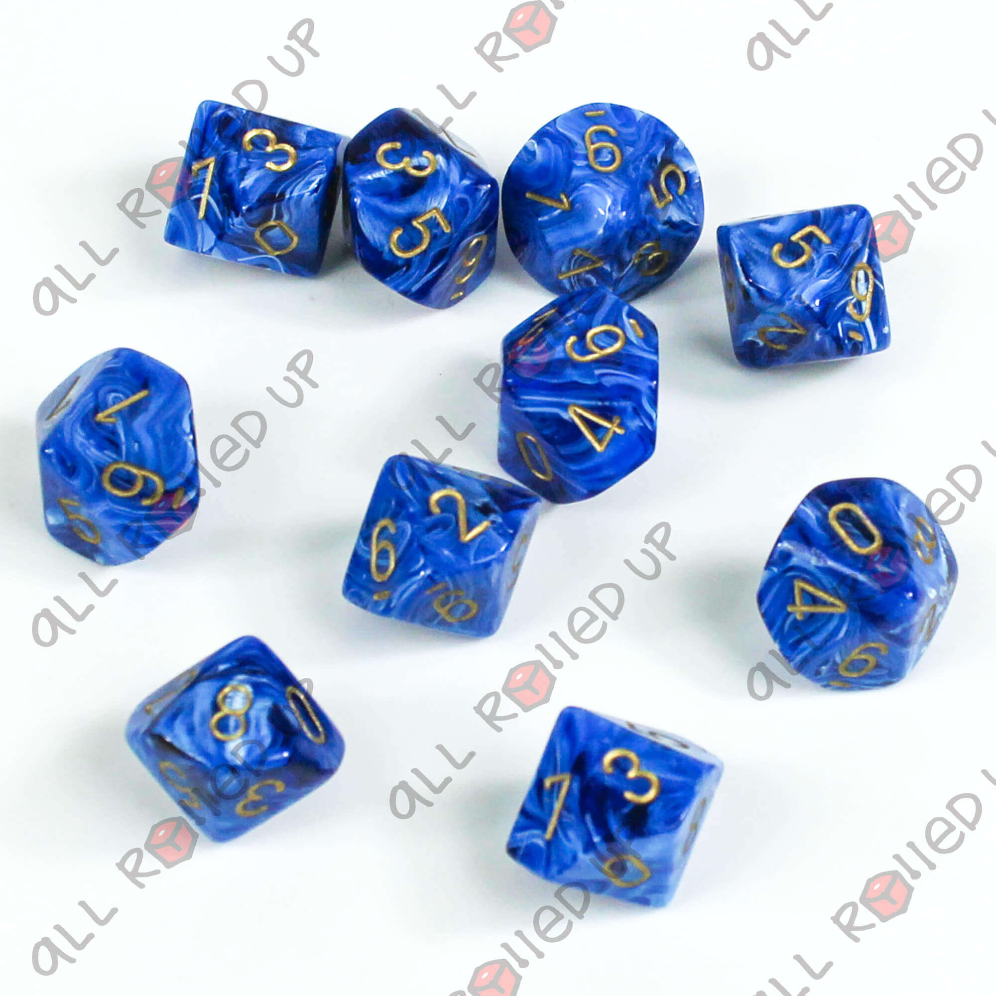 Chessex Vortex D10 kostky modro-zlaté 10 ks