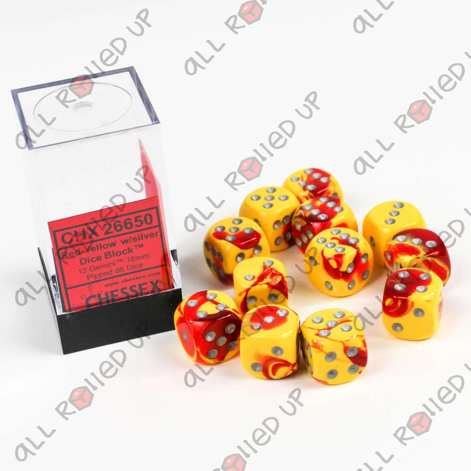 Chessex Gemini D6 12x16mm kostky červeno-žluté 12 ks