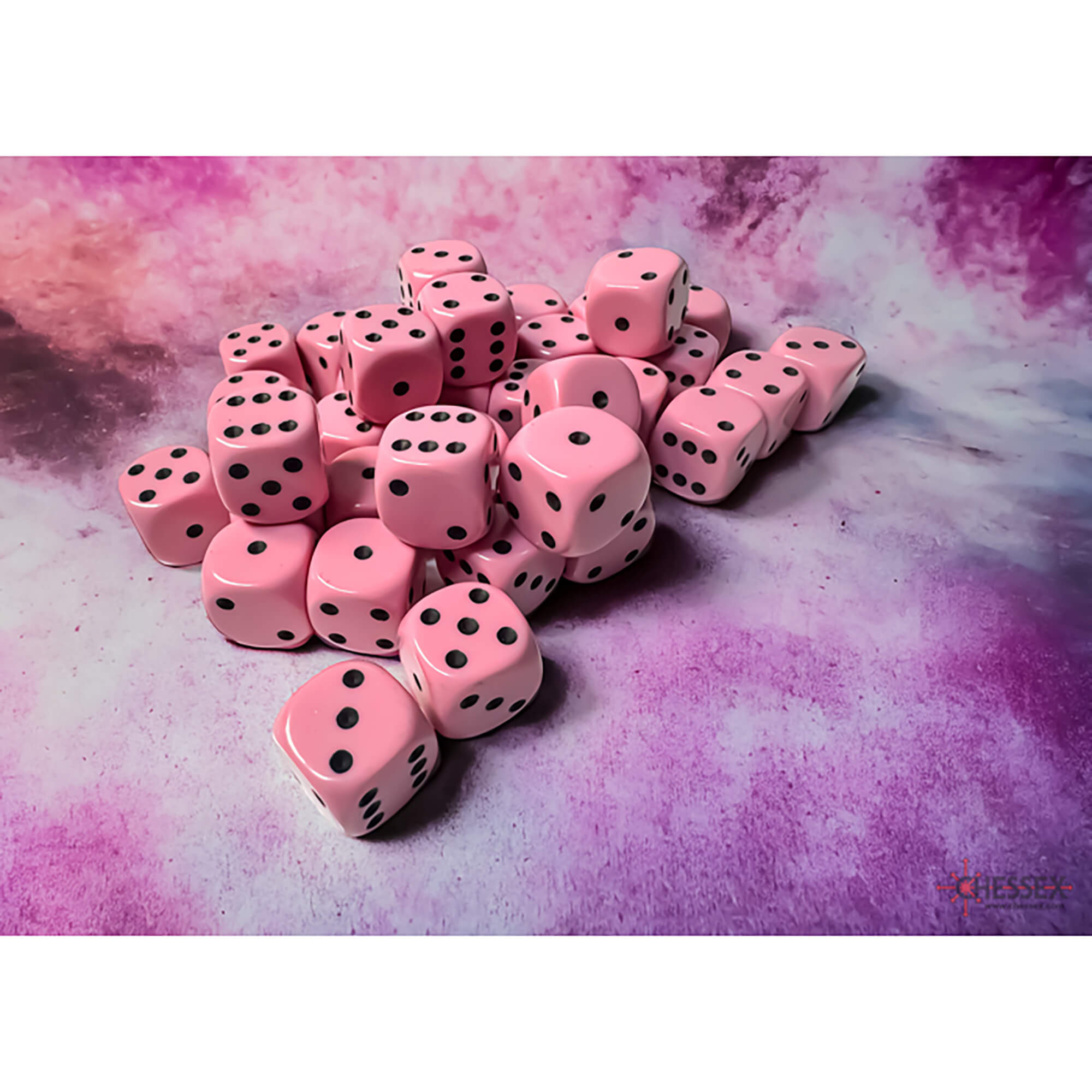 Chessex Opaque CHX25864 šestistěnné kostky Pink Black 36ks