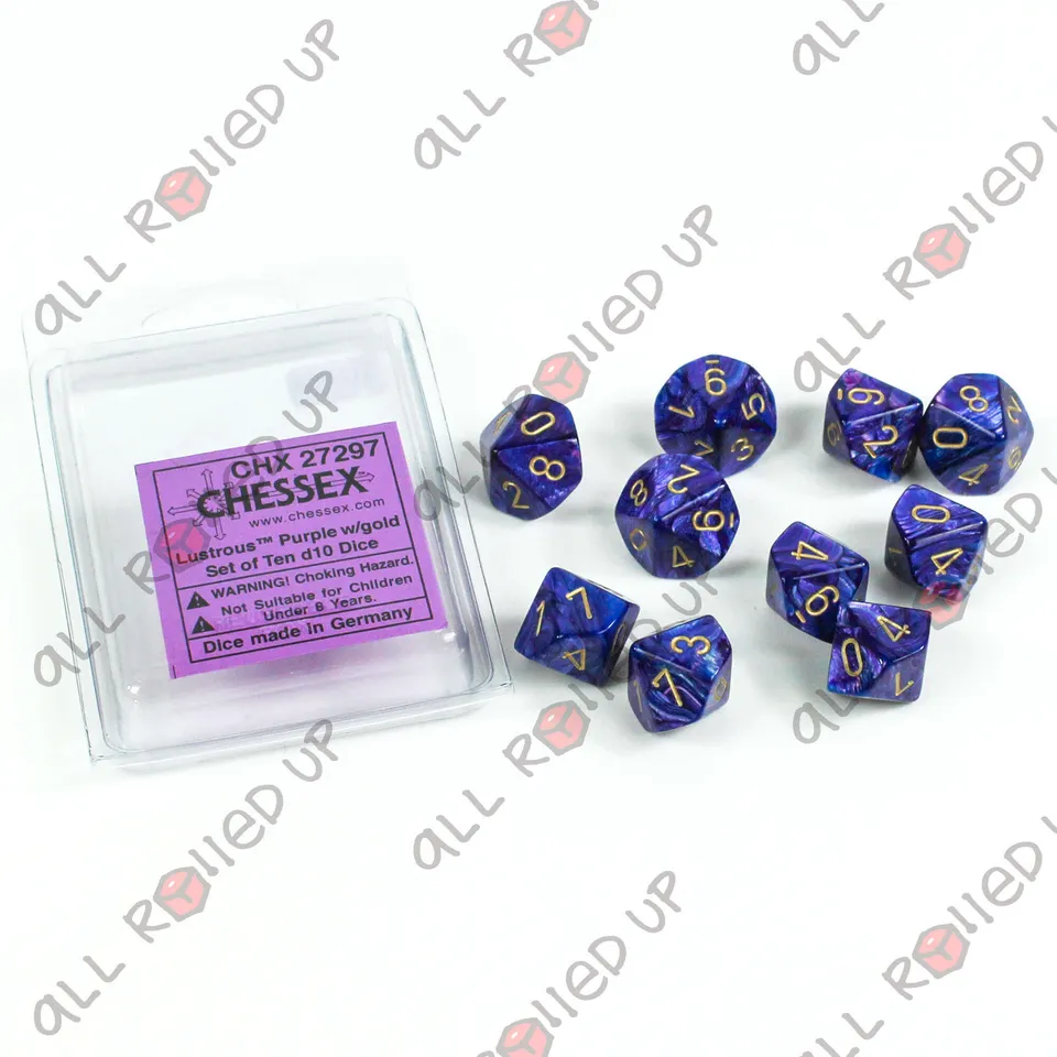 Chessex Lustrous Purple-Gold sada kostek D10 10ks