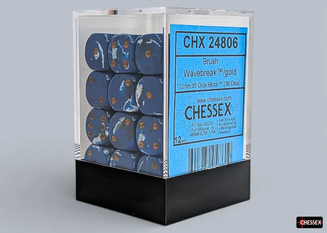 Chessex Brush Wavebreak CHX24806 kostky D6 36 ks 12mm