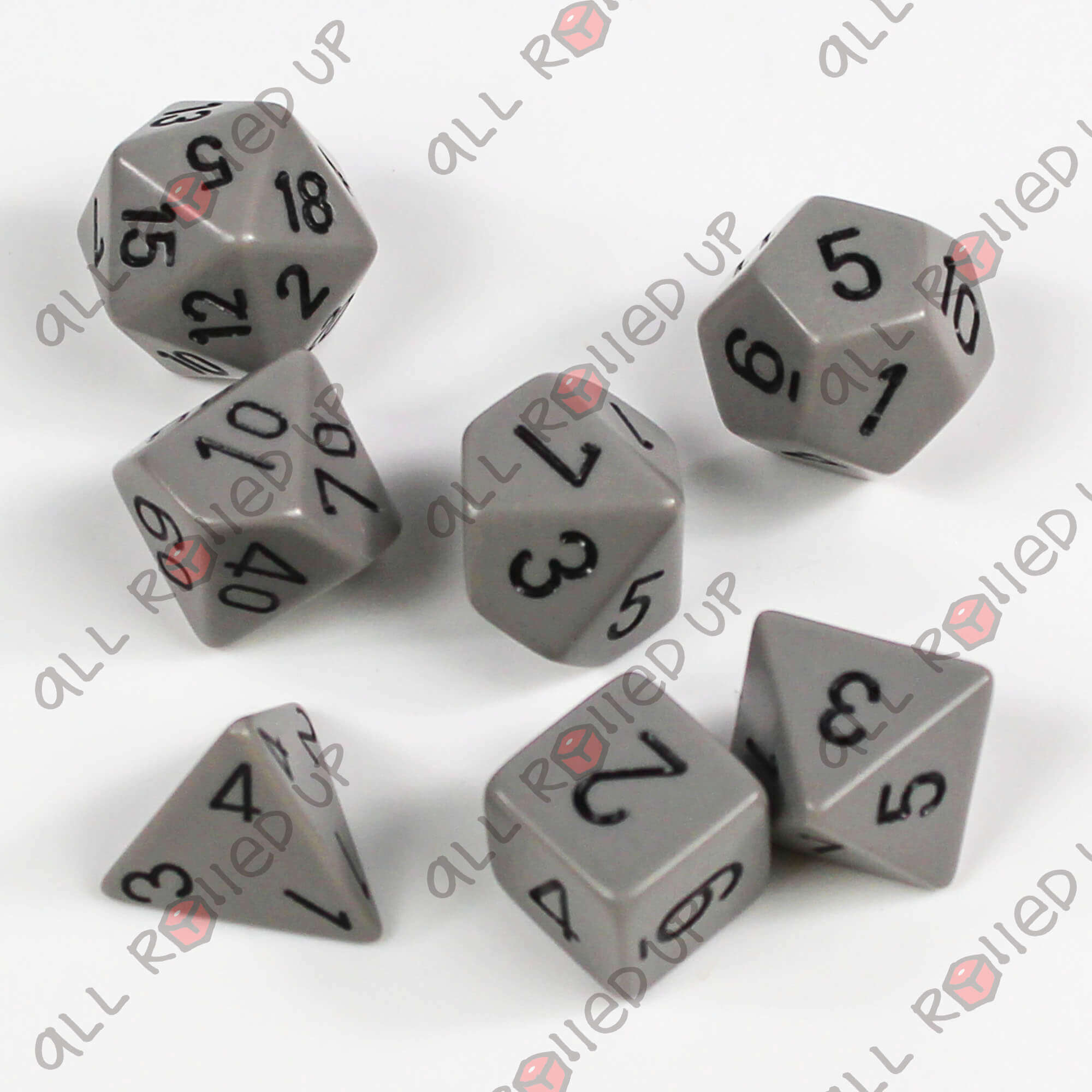 Chessex Opaque Grey Black 7dílná sada kostek CHX25410