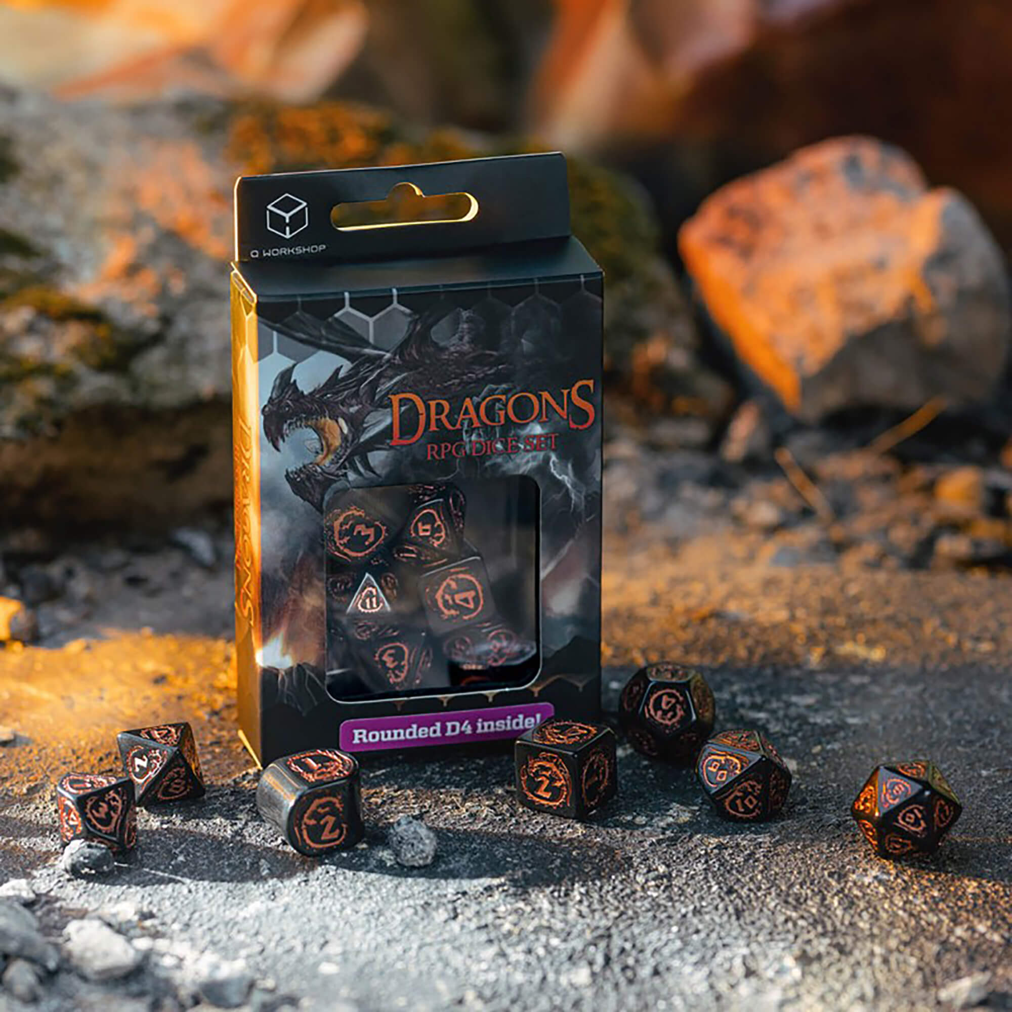 Q-Workshop Dragons Modern Black Copper sada kostek 7 ks