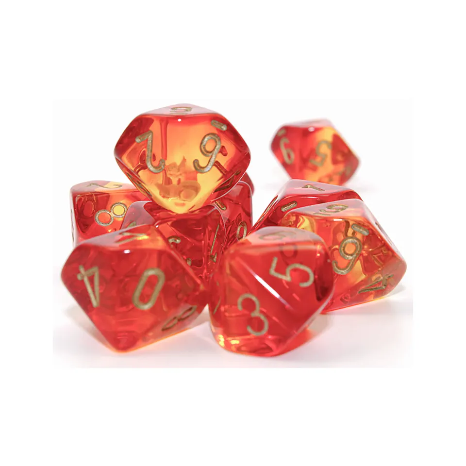 Chessex Gemini D10 kostky červené 10 ks translucent