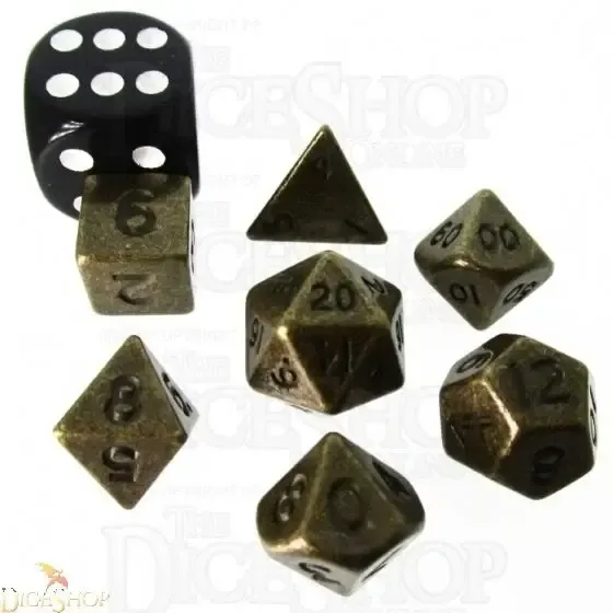 TDSO Mini kovové kostky polyhedral 10mm zlaté starožitné