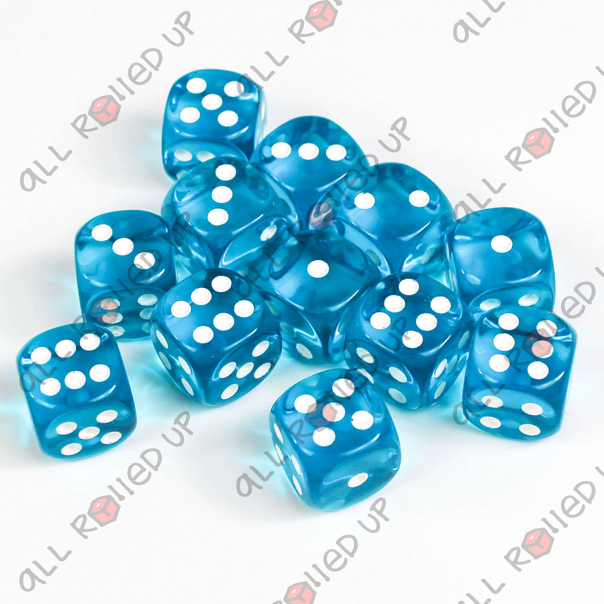 Chessex Translucent D6 16mm kostky Teal White 12 ks