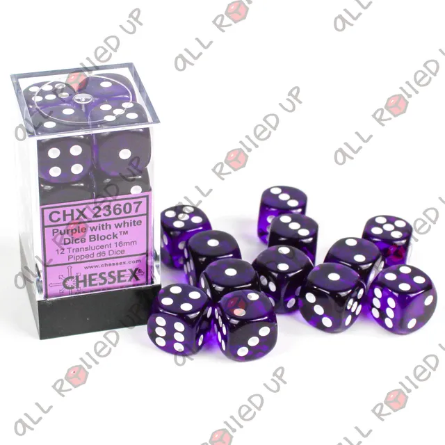 Chessex Translucent D6 16mm kostky fialové 12 ks