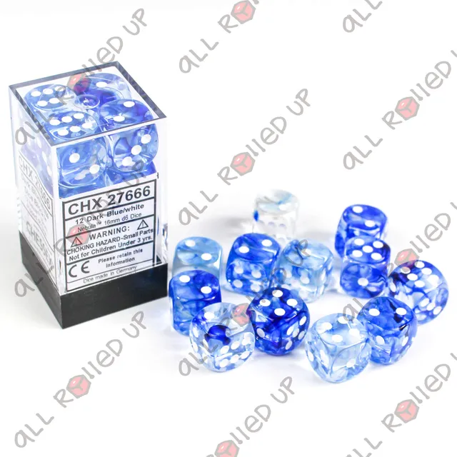 Chessex Nebula D6 sada kostek 12x16 mm tmavě modrá
