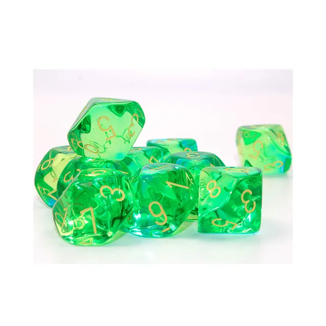 Chessex Gemini Green-Teal Yellow sada D10 kostek 10 ks
