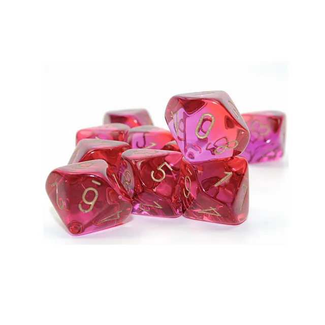 Chessex Gemini CHX26267 sada kostek D10 10 ks červeno-fialová