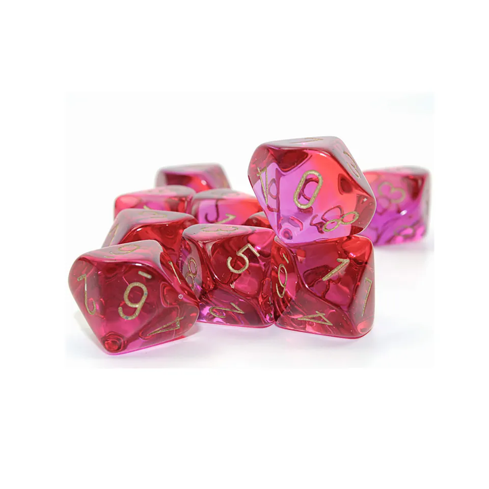 Chessex Gemini CHX26267 sada kostek D10 10 ks červeno-fialová